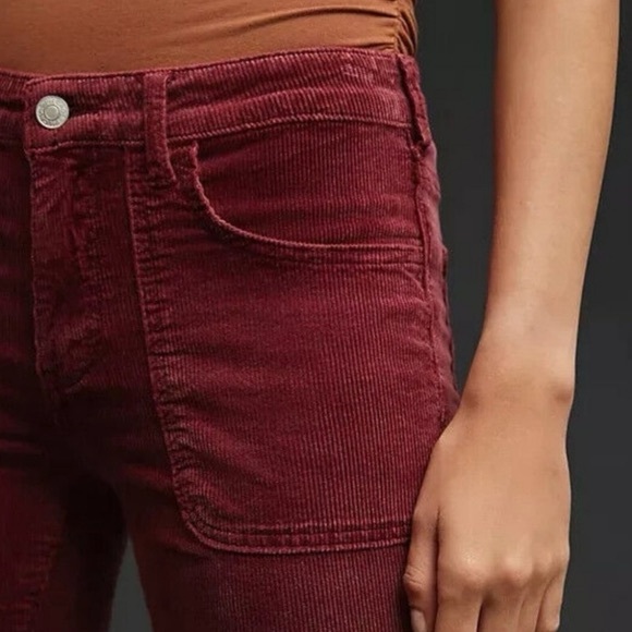 Anthropologie Pilcro Icon Flare Wine Burgundy Couderoy Pants western 28 Tall NWT - Picture 3 of 9